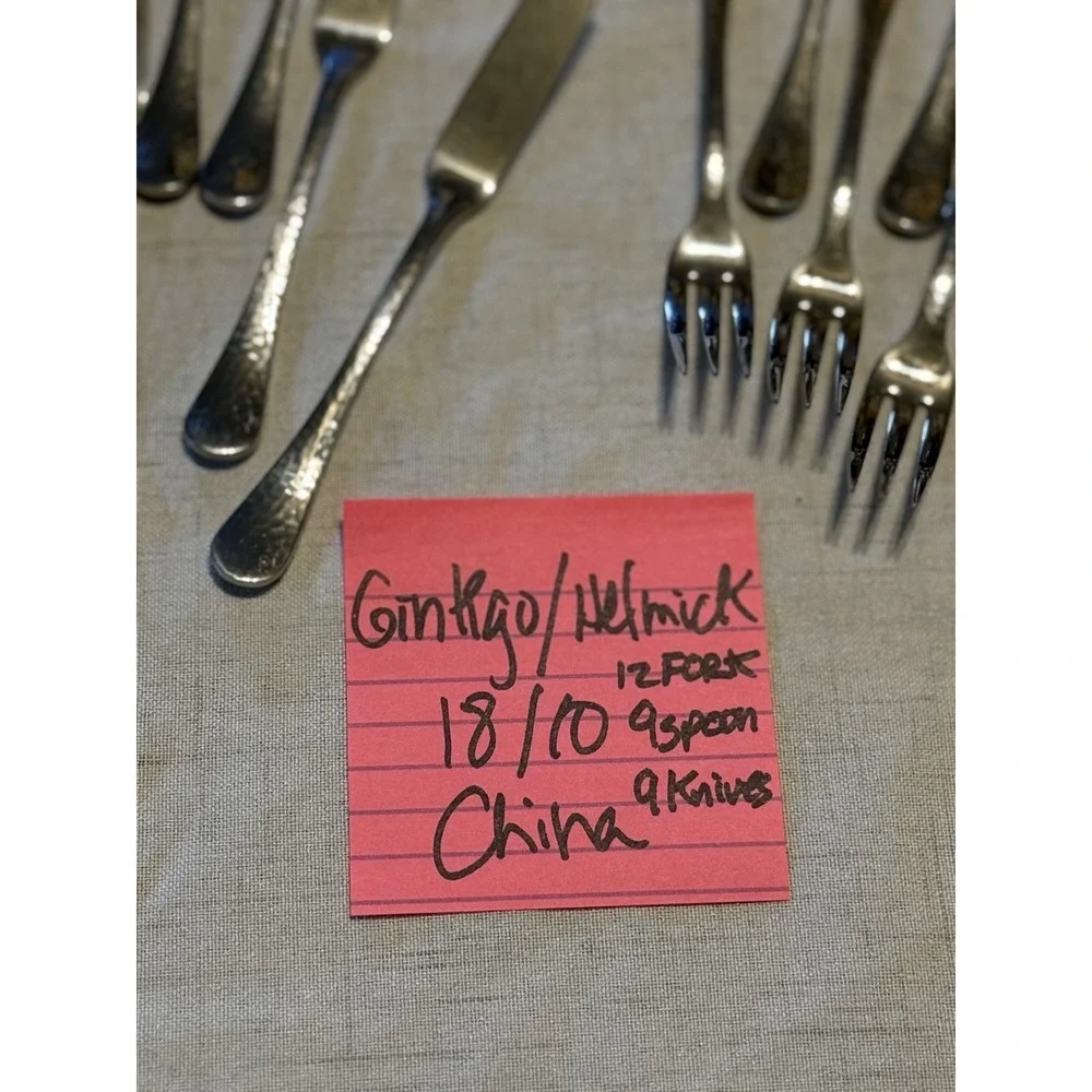 Ginkgo Helmick Hammered 18/10 Stainless Steel Flatware Set - High Quality 30 Pc